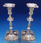 T. Hannam and R. Mills English Georgian Sterling Silver Candlestick Pair (#8432)