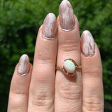 10k Yellow Gold Australian Genuine Natural Opal Bypass Ring Size 6 (#J6782)