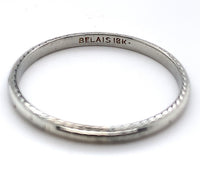 18k White Gold Wedding Band Ring with Engraved Sides Size 8.5 Jewelry (#J5877)