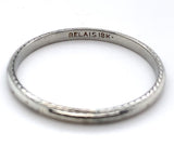 18k White Gold Wedding Band Ring with Engraved Sides Size 8.5 Jewelry (#J5877)