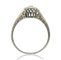 18k Gold Art Deco .15ct Genuine Natural Diamond Filigree Ring Size 7.75 (#J6901)