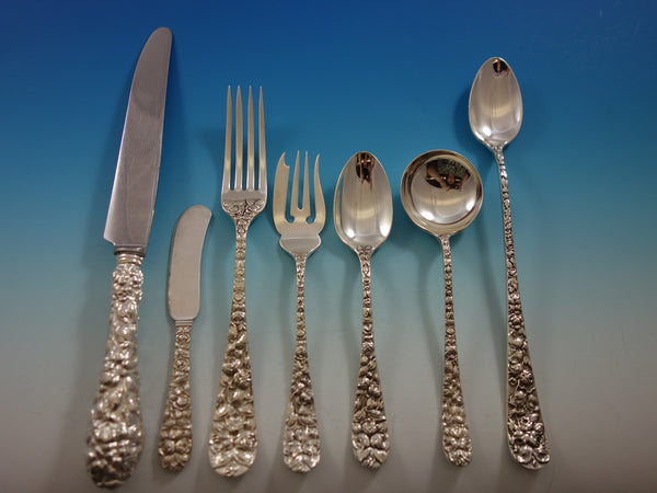 Baltimore Rose by Schofield Sterling Silver Flatware Set 8 Service 59 pcs Dinner