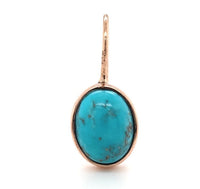 14k Rose Gold 4.45ct TW Genuine Natural Kingman Turquoise Drop Earrings (#J6114)