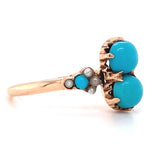 10k Rose Gold Victorian Turquoise / Glass and Seed Pearl Ring Size 7.75 (#J5620)