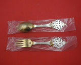 Christmas by A. Michelsen Sterling Silver Fork and Spoon Set 2pc 1932 Vermeil