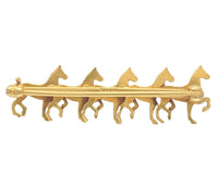 10k Yellow Gold Bar Pin with Five Horses Jewelry (#J7042)