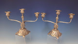 Chrysanthemum by Tiffany and Co Sterling Silver Candelabra Pair 3-Light (#0140)