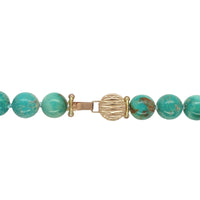 10mm Genuine Natural Turquoise Strand of Beads Necklace w/14k Clasp 18" (#J6756)