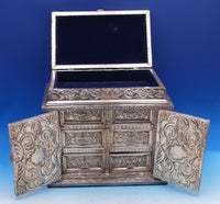 Repousse by Unknown Sterling Silver Jewelry Casket Top Opens w/6 Drawers (#7951)