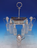 English Georgian Sterling Silver Cruet Set 7pc w/ Stand Pierced Footed (#6997)