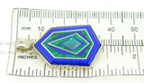 14k White Gold Genuine Natural Opal Inlay Intarsia Pendant w/Custom Bezel #J4210