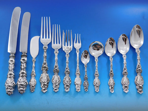 Lily by Whiting Sterling Silver Flatware Set for 8 Service 96 Pieces Dinner Old