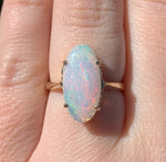 14k Yellow Gold Australian 2.15 Carat Genuine Natural Opal Ring Size 5.75 #J7216