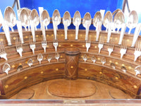 750 Silver (Unknown) Flatware Set Service 50 Pieces Fitted Box T Mono Vintage