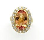 18k Yellow Gold Precious Imperial Genuine Natural Topaz and Diamond Ring #J6370
