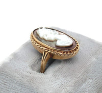 10k Yellow Gold Genuine Natural Mother of Pearl Shell Cameo Ring (#J6301)