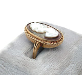 10k Yellow Gold Genuine Natural Mother of Pearl Shell Cameo Ring (#J6301)