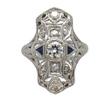 18k White Gold .44ct TW Genuine Natural Diamond Filigree Ring Size 3.75 (#J7266)