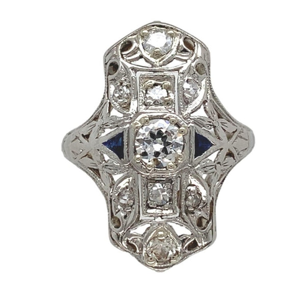 18k White Gold .44ct TW Genuine Natural Diamond Filigree Ring Size 3.75 (#J7266)