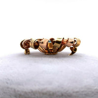14k Retro Blue Genuine Natural Zircon Pin Rose and Yellow Gold (#J5474)