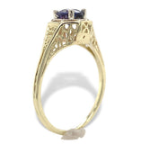 Rare 14k Yellow Gold .55ct Purple Genuine Natural Sapphire Filigree Ring (#7173)