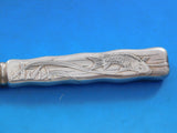 Lap Over Acid Etched by Tiffany Sterling Silver Melon Fork / Knife Catfish 8 1/8