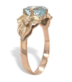 10k Yellow Gold Ring with 1.15ct Oval Genuine Natural Aquamarine w/Leaves #J6767