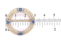14k Yellow Gold and Platinum Montana Sapphire Seed Pearl Pin w/GIA Report #J6595