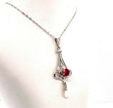 14k White Gold .43ct Ruby Lavaliere Pendant (#J5580)