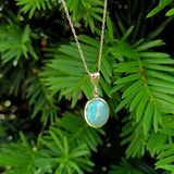 14k Gold Oval 1.23 Carat Australian Genuine Natural Opal Pendant Bezel (#J6714)