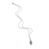 Platinum Genuine Natural Aquamarine and Diamond Pendant with Chain (#J6968)
