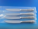 Repousse by Kirk Sterling Silver Steak Knife Set 4pc HHWS  Custom Made 8 1/2"