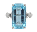 14k White Gold 7.92 Carat Genuine Natural Aquamarine Ring Size 8 (#J7202)