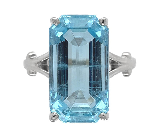 14k White Gold 7.92 Carat Genuine Natural Aquamarine Ring Size 8 (#J7202)