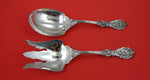 Francis I by Reed and Barton Old Sterling Salad Serving Set not pierced 9 1/2"