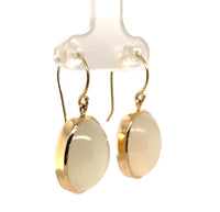 14k Yellow Gold Pair of Large Genuine Natural Moonstone Drop Earrings (#J6993)