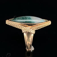 10k Yellow Gold Handwrought Genuine Natural Moss Agate Ring Size 5 (#J6580)