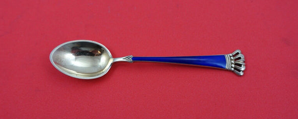 Egon Lauridsen Danish Sterling Demitasse Spoon vermeil w/ blue enamel 3 7/8"