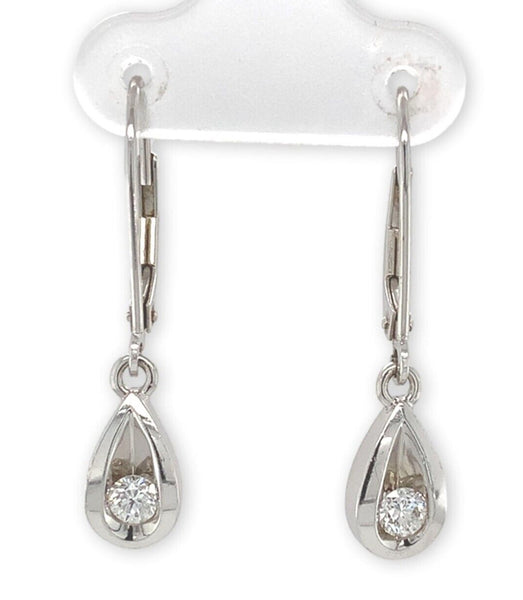 14k White Gold Genuine Natural Diamond Dangle Drop Earrings Jewelry (#J7052)