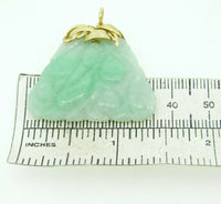 14k Yellow Gold Carved Jade Pendant with Leaves A Jadeite with Report (#J4593)