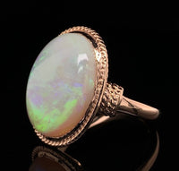 14k Yellow Gold Large 7 Carat Genuine Natural Australian Opal Ring (#J6785)