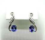 14k White Gold 3.2ct Genuine Natural Tanzanite and Diamond Earrings (#J1815)