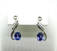 14k White Gold 3.2ct Genuine Natural Tanzanite and Diamond Earrings (#J1815)