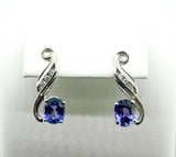 14k White Gold 3.2ct Genuine Natural Tanzanite and Diamond Earrings (#J1815)