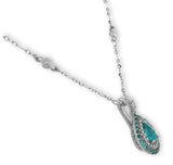 14k White Gold Brazilian Paraiba Tourmaline and Diamond Pendant w/ Report #J6912
