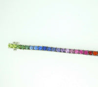 14k White Gold 8.70 Carat Genuine Natural Rainbow Sapphire Bracelet (#J4440)