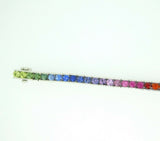 14k White Gold 8.70 Carat Genuine Natural Rainbow Sapphire Bracelet (#J4440)