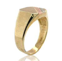 10k Yellow Gold Men's Signet RIng w/Rose Gold White Gold Bands Size 10.5 #J7005