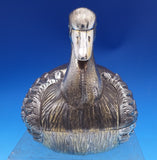 Tane Mexican Sterling Silver Candy Dish Covered Duck Shape Turquoise Eyes #8469