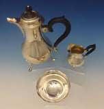 Jezler Swiss .800 Silver Tea Set 3pc w/Ebony Handles & Finial Modernism #0451